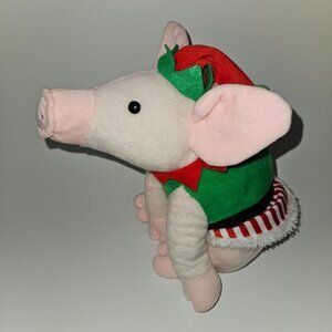 Hobby Lobby Christmas Elf Pink Pig Plush 9" Stuffed Animal Toy